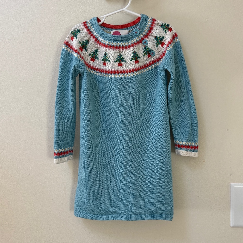 Sweater Dress for Holidays / Christmas Trees with embroidery details